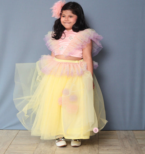 Pre-Order: Frilly Layered Butterfly Top With Lehenga