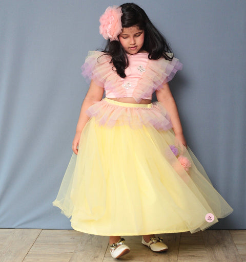 Pre-Order: Frilly Layered Butterfly Top With Lehenga