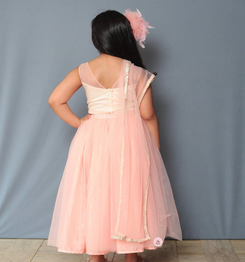 Pre-Order: Peach Ghagra Choli Embellished with Hand Crafted Embroidered