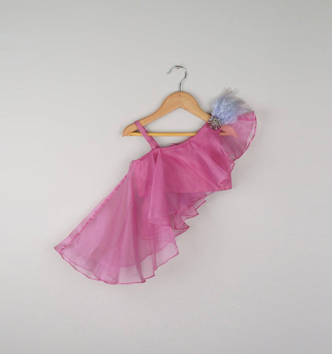 Pre-Order: Frilly Top With Floral Printed Lehenga