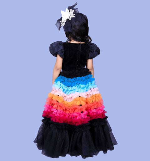 Pre-Order: Velvet Top with Multicolour Lehenga