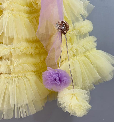 Pre-Order: Stylish Cold Shoulder And Shiny Floral Lace Work Top With Ruffled Lehenga