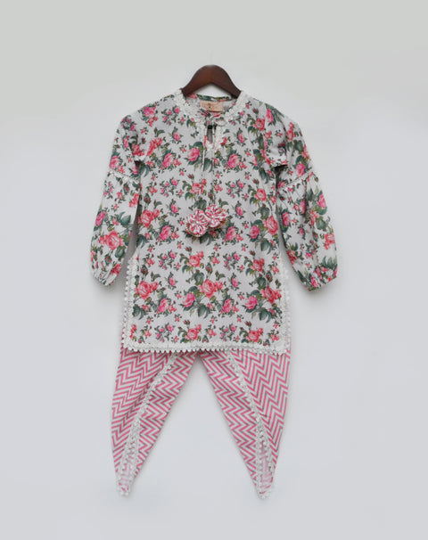 Pre-Order: Floral Print Kurti and Dhoti