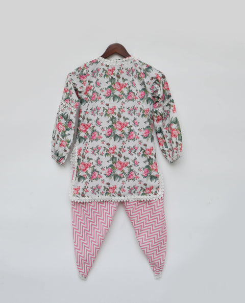 Pre-Order: Floral Print Kurti and Dhoti