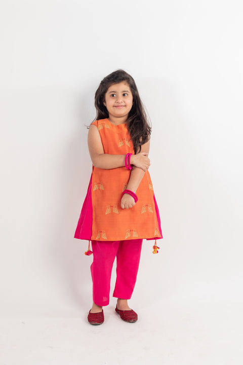 Pre-Order: Rust-Pink Embroidered Kurta Set