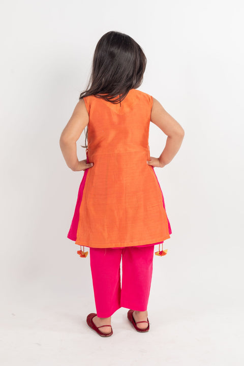 Pre-Order: Rust-Pink Embroidered Kurta Set