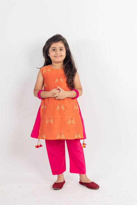 Pre-Order: Rust-Pink Embroidered Kurta Set