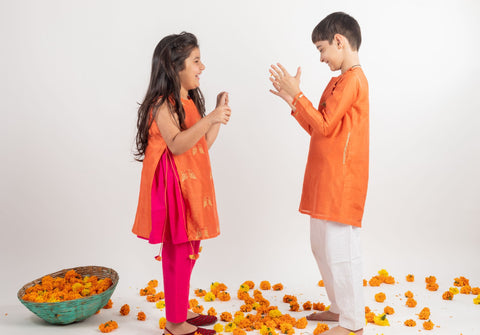 Pre-Order: Rust-Pink Embroidered Kurta Set