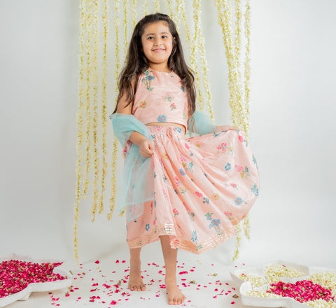 Pre-Order: Floral Printed Lehenga Set
