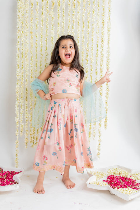 Pre-Order: Floral Printed Lehenga Set
