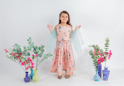 Pre-Order: Floral Printed Lehenga Set