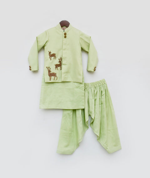 Pre-Order: Green Jacket with Kurta and Salwar