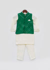 Pre-Order: Green Mirror Embroidery Jacket with Cotton Silk Kurta and Pant