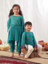 Pre-Order: Turquoise Leheriya Kaftan Set