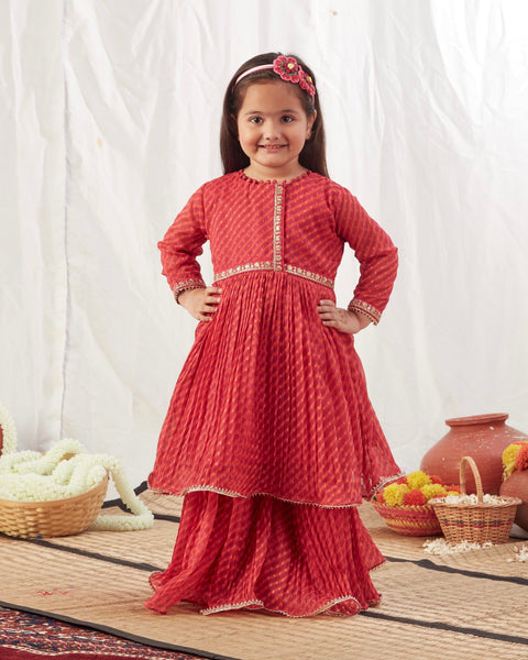 Pre-Order: Red Peplum with Ghaghra