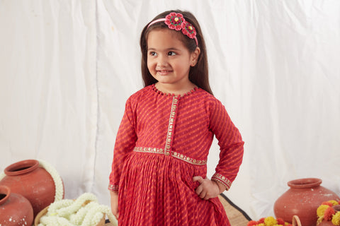 Pre-Order: Red Peplum with Ghaghra