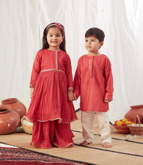 Pre-Order: Red Peplum with Ghaghra