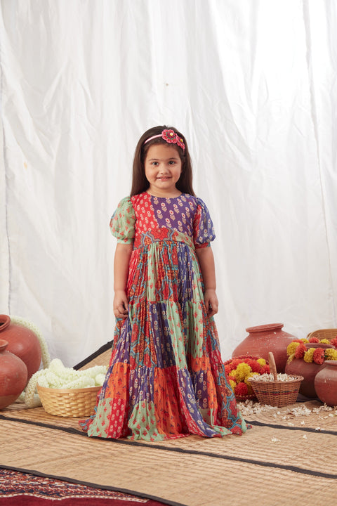 Pre-Order: Block Print Multicolour Flowy Dress