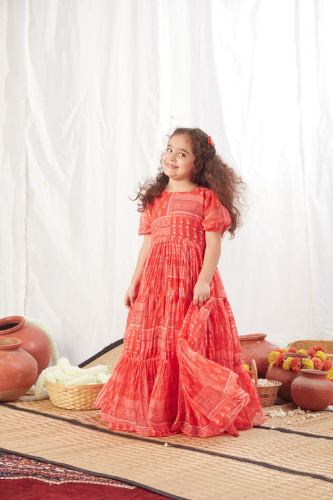 Pre-Order: Red Block Print Flowy Dress