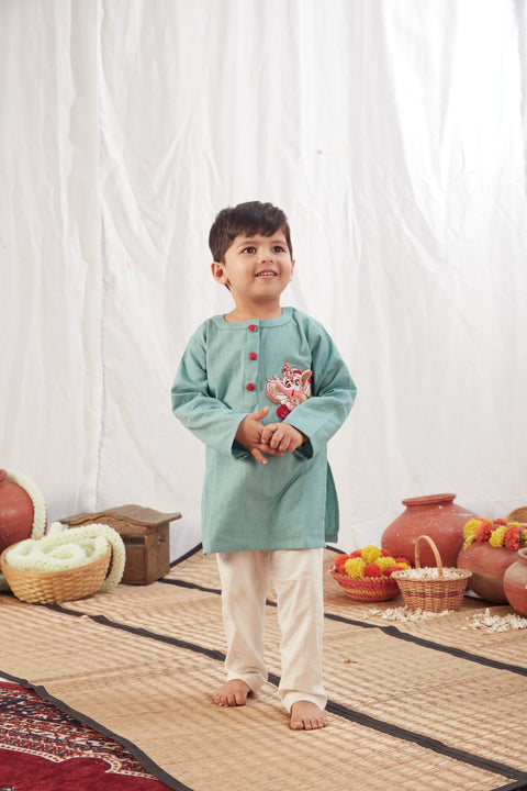 Pre-Order: Ganpati Kurta Blue with Pants