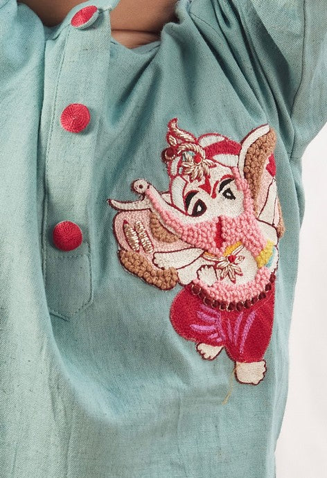 Pre-Order: Ganpati Kurta Blue with Pants