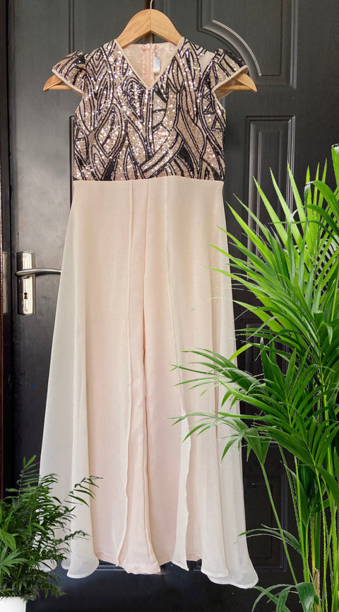Pre-Order: Beige Sequence Jumpsuit