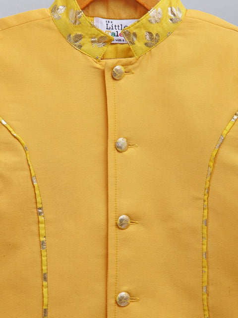 Pre-Order: Mustard Yellow Silk Bandhgala set