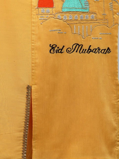Pre-Order: Eid Mubarak Embroidered kurta with Salwar