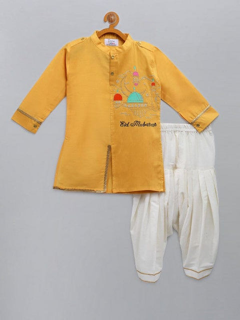 Pre-Order: Eid Mubarak Embroidered kurta with Salwar