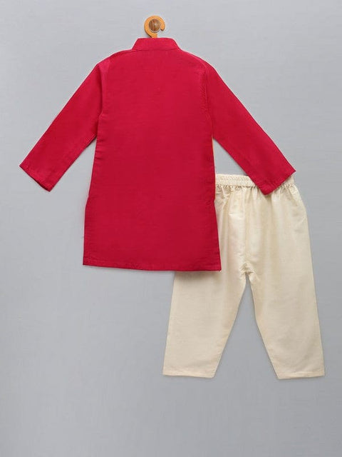 Pre-Order: Fuschia Pink kurta with Yellow Zari attached Jacket with Pyjama