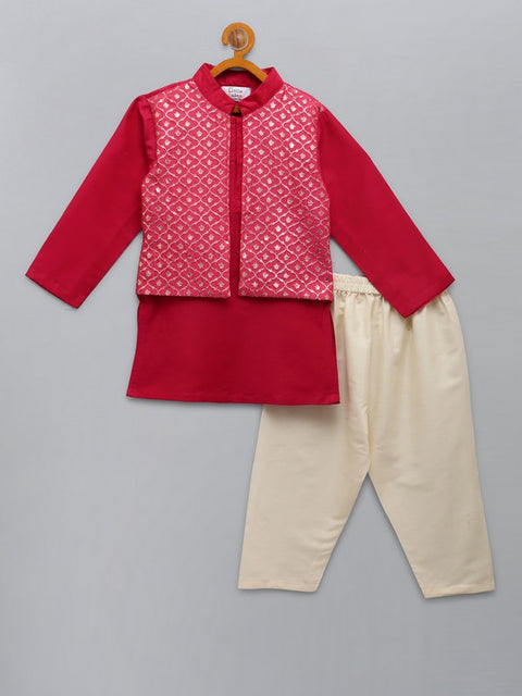 Pre-Order: Fuschia Pink  kurta with Attached Jacket and Pyjama