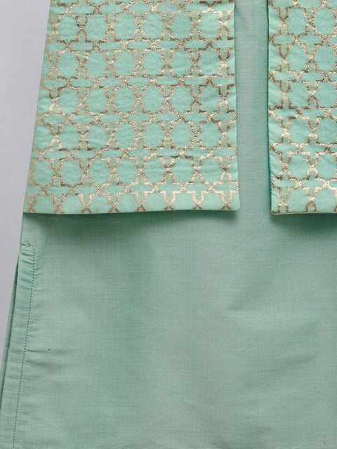 Pre-Order: Pastel Green Kurta with Attached Jacket and Pyjama