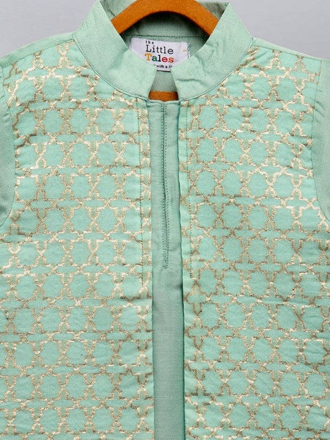 Pre-Order: Pastel Green Kurta with Attached Jacket and Pyjama