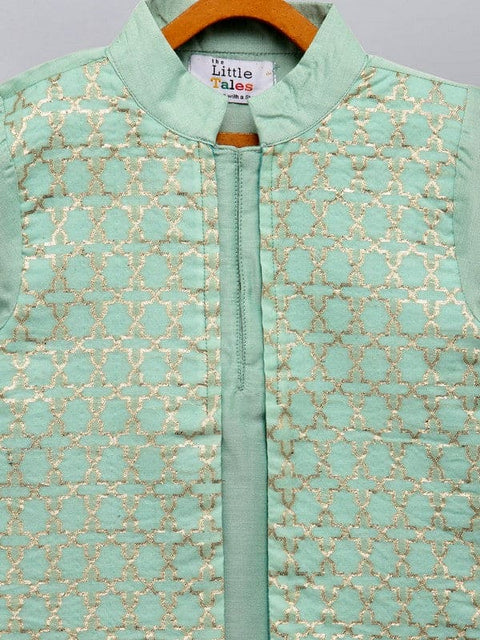 Pre-Order: Pastel Green Kurta with Attached Jacket and Pyjama