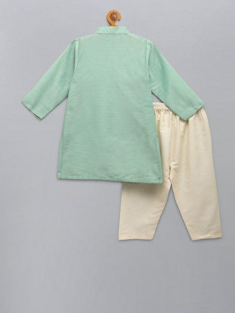 Pre-Order: Pastel Green Kurta with Attached Jacket and Pyjama