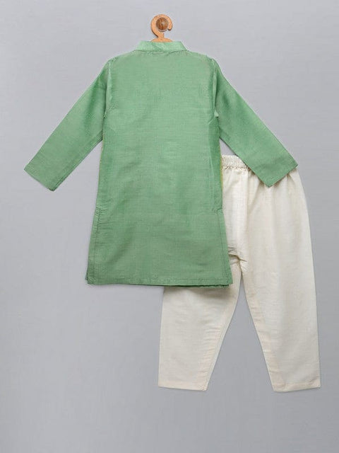 Pre-Order: Pastel Green kurta with Attached Jacket and Pyjama