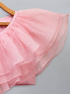 Pre-Order: Light Pink Organza Ruffled blouse with Cotton Zari Lehnga