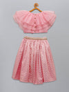Pre-Order: Light Pink Organza Ruffled blouse with Cotton Zari Lehnga