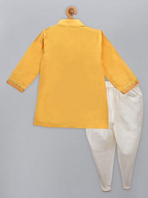 Pre-Order: Mustard Ganpati Embroidered Kurta Dhoti  Set
