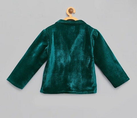 Pre-Order: Green Reindeer Embroidered Velvet Blazer