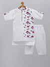 Pre-Order: White Printed Layered Kurta with Pyjama