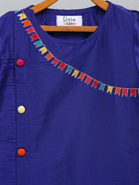 Pre-Order: Brother Sister Embroidered Blue Kurta Pyjama set