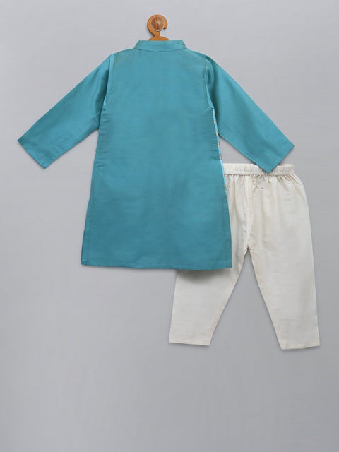 Pre-Order: Blue  kurta with Attached Jacket and Pyjama