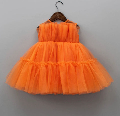 Pre-Order: Orange Front Ruffle Dress