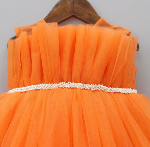 Pre-Order: Orange Front Ruffle Dress