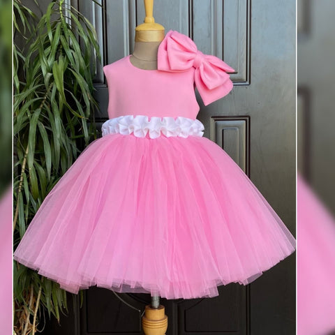 Pre-Order: Pink shoulder Bow Sleeveless Dress