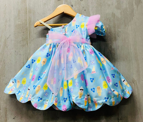Pre-Order: Imported Satin Candy Printed Dress