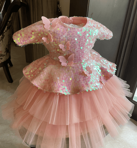 Pre-Order: Peach Golden Butterfly Dress