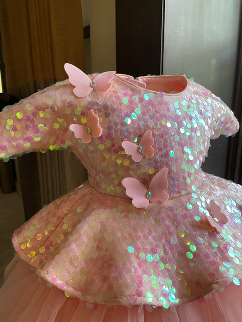Pre-Order: Peach Golden Butterfly Dress