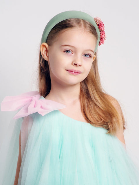 Pre-Order: Sea Green One Shoulder Bow Dress